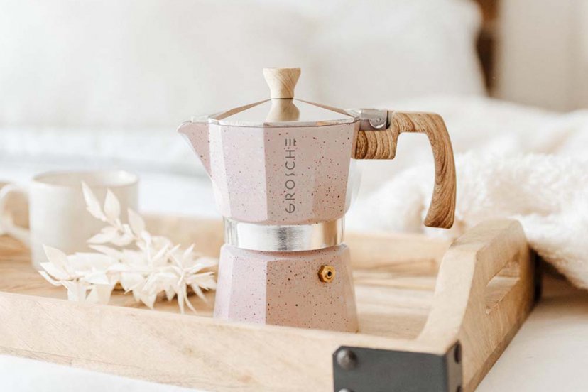 GROSCHE - Italian Moka Pot 3 cups Milano Stone Rose Blush